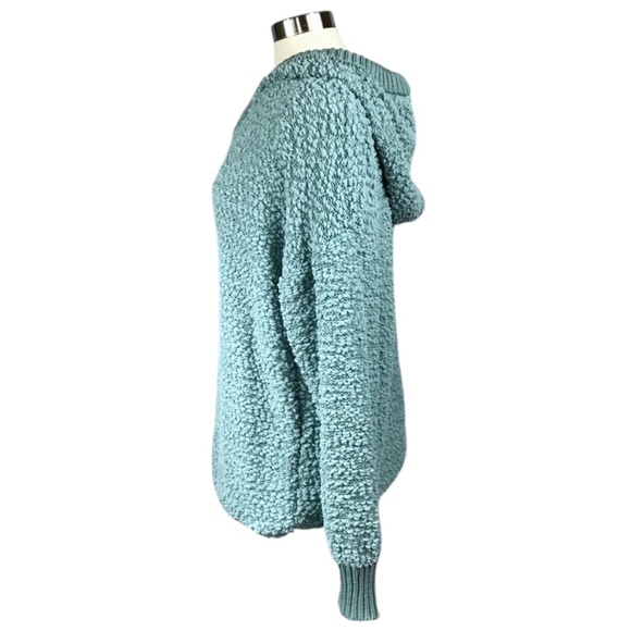 SML Hooded popcorn sweater sage blue green - Picture 4 of 6